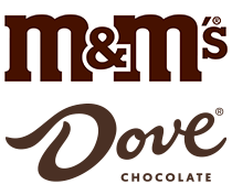 m&m’s and DOVE Chocolate logos. 